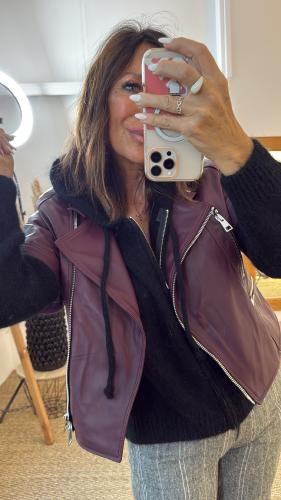 Perfecto manches courtes en cuir bordeaux V3025831 IMPERIAL