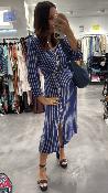 Robe longue imprimé géométrique bleu Rania LPE