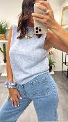 Pull sans manches bleu MANDA LPE