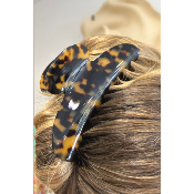 Pince à cheveux en acétate de cellulose marron et noir XL