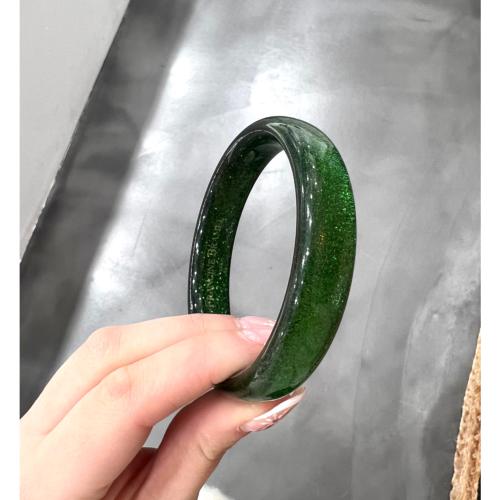 Bracelet petit jonc vert pailleté