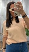 Pull manches courtes rose pale M3025843