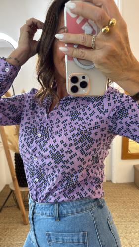 Chemise froissée à motif lilas WWV089 NT