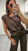 Top sans manches satiné marron 50643129
