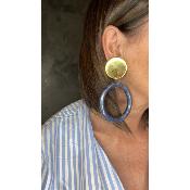 Boucles Oreilles créoles doré et marine 