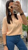 Pull manches courtes rose pale M3025843