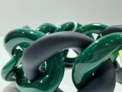 Bracelet maillons à enfiler vert foncé noir mat et doré