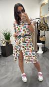 Robe longue imprimé "tickets" M2386A