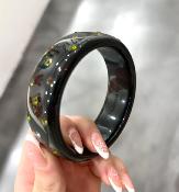 Bracelet jonc noir à strass