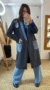 Manteau Bi-Matière Gris et Bleu J073Y028 DIXIE 