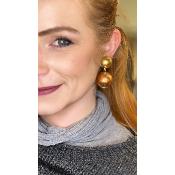 Boucles Oreilles papier maché brique et or