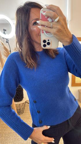 Pull manches longues col rond bleu WKV055 NT