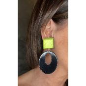 Boucles Oreilles noir et vert givré