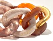 Bracelet maillons à enfiler ambre sable et doré