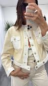 Veste en jeans coton beige & blanc GUNTHER BB