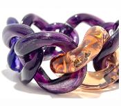 Bracelet maillons à enfiler violet translucide à cristaux