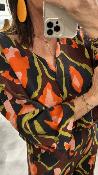 Blouse imprimée colorée chocolat 053-210079