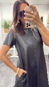 Robe longue simili cuir noir ALIE0AA Dixie 