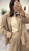 Veste Blazer oversize beige à carreaux JQ44KEI IMPERIAL