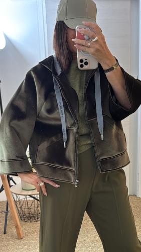 Manteau en velours vert M6241G MR
