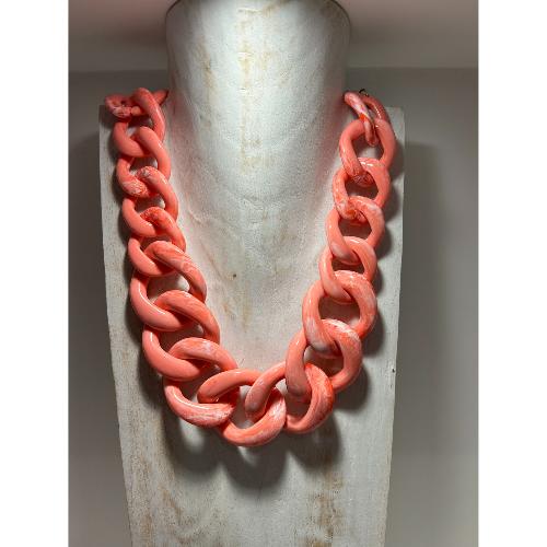 Collier gros maillons corail