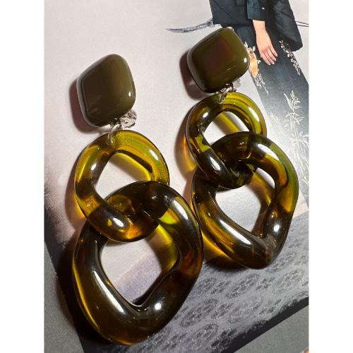 Boucles Oreilles Maillons KarenK Kaki