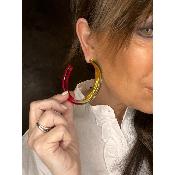 Boucles Oreilles créoles jaune rouge