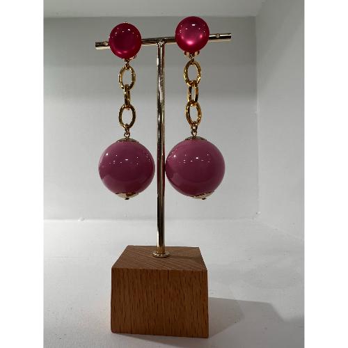 Boucles Oreilles Boule Rose