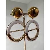 Boucles Oreilles Nami Blanc doré
