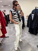 Gilet sans manches à rayures marine et beige VAYANIRI