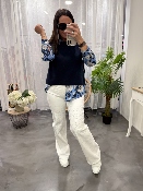 Chemise à motifs "fleurs" bleu WWU041 NT