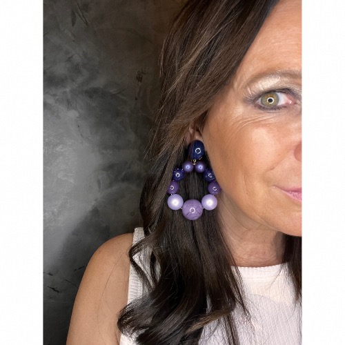 Boucles Oreilles bastilles violet marine 