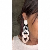 Boucles Oreilles maillons grise blanc rose 