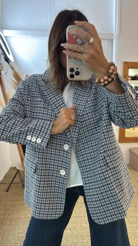 Veste Blazer à carreaux bleu JCT7WHEP Dixie 