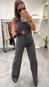 Pantalon fluide coupe droite gris foncé M8403P MR