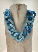 Collier maillons anse de sac bleu