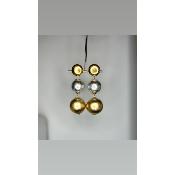 Boucles Oreilles papier maché argent et doré