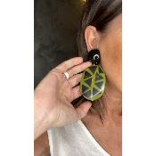 Boucles Oreilles noir et vert 