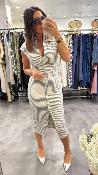Robe imprimé ligne tennis bleu marine et blanc 053-211802 