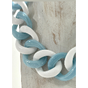 Collier gros maillons bleu blanc
