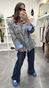 Veste Blazer oversize à carreaux bleu J720237355 IMPERIAL