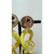 Boucles Oreilles maillons jaune miroir 