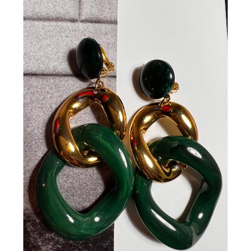 Boucles Oreilles Maillons Keren Vert