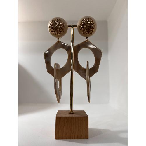 Boucles Oreilles Oriane acéate ivoire et doré