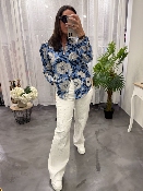 Chemise à motifs "fleurs" bleu WWU041 NT