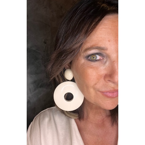 Boucles Oreilles donut beige