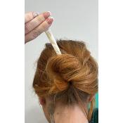 Pic à cheveux plat acétate de cellulose beige et blanc