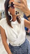 Tee shirt blanc froncé M3162M MR