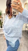 Pull col V bleu ciel MANTIA LPE