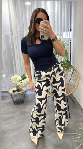 Pantalon large à motifs géométriques PAVOT G&M